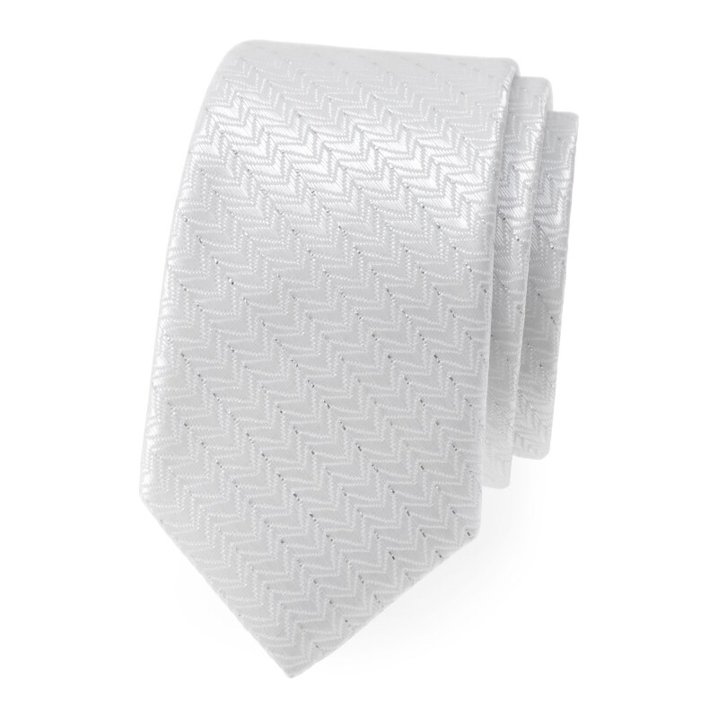 Bílá slim kravata ozdobnými proužky Avantgard 571-9320