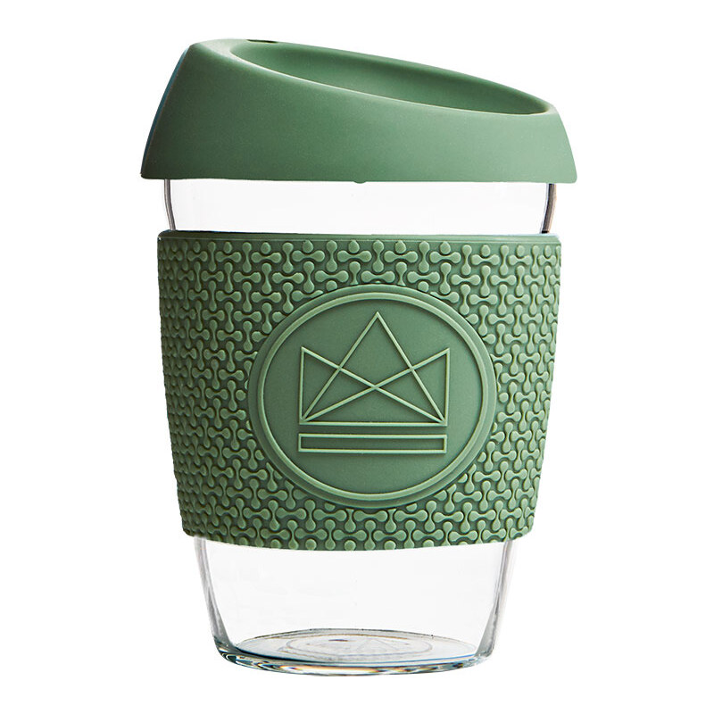 Skleněný hrnek na kávu, 340ml, Neon Kactus, zelený