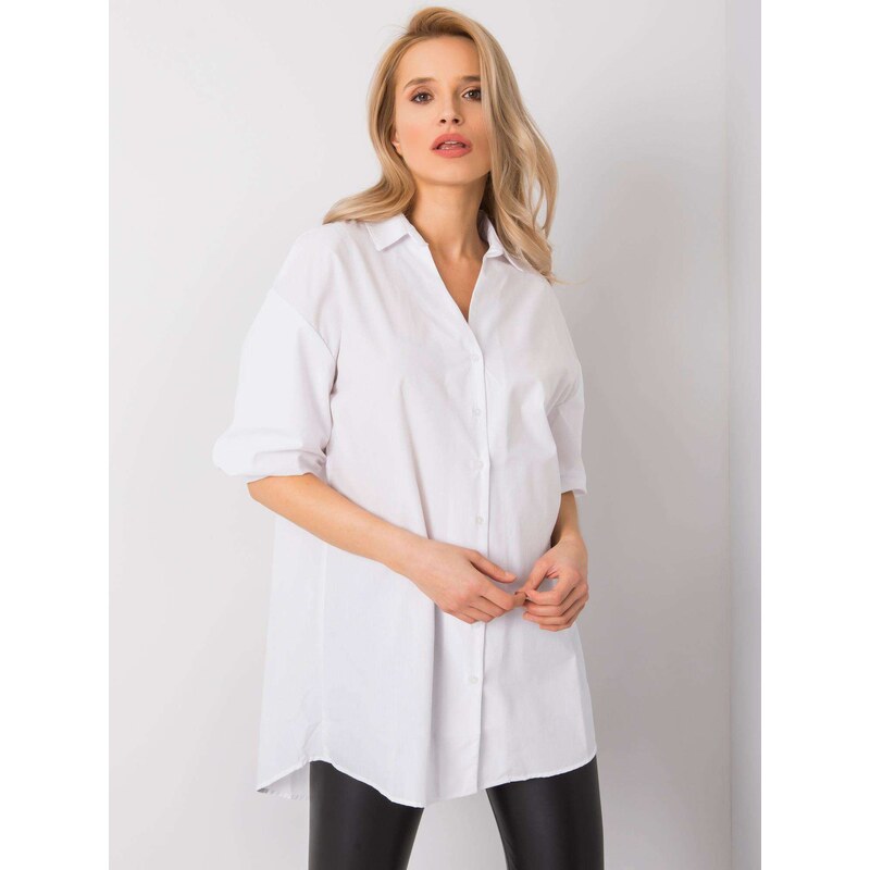 Fashionhunters RUE PARIS White shirt with decorative sleeves