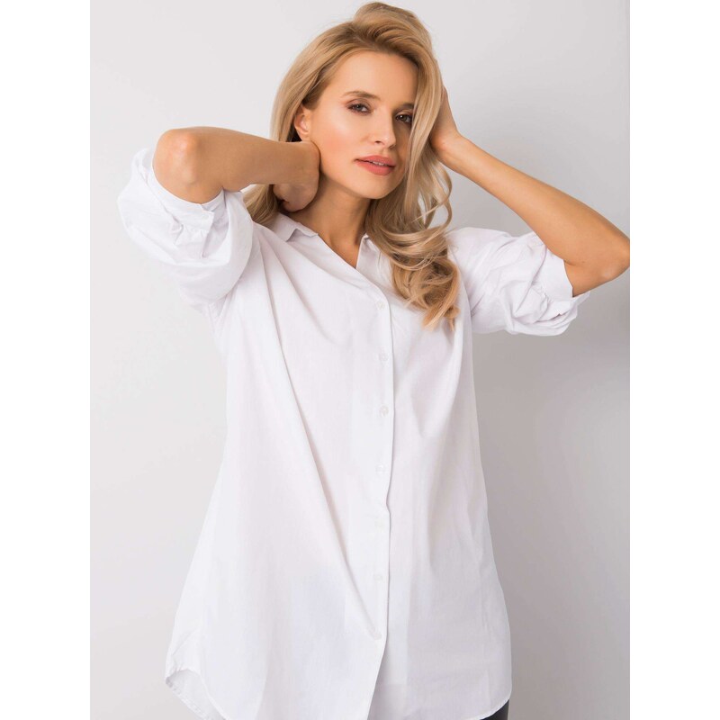 Fashionhunters RUE PARIS White shirt with decorative sleeves