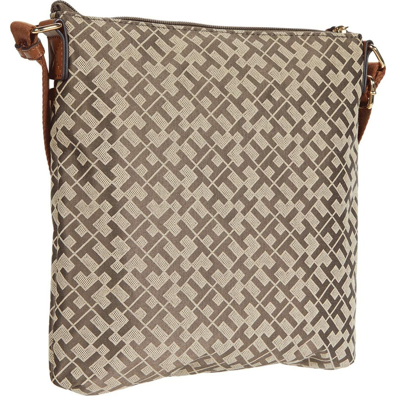 Tommy Hilfiger Kabelka Garden Classics Medium Crossbody Geo Jacquard Tan Dark Chocolate