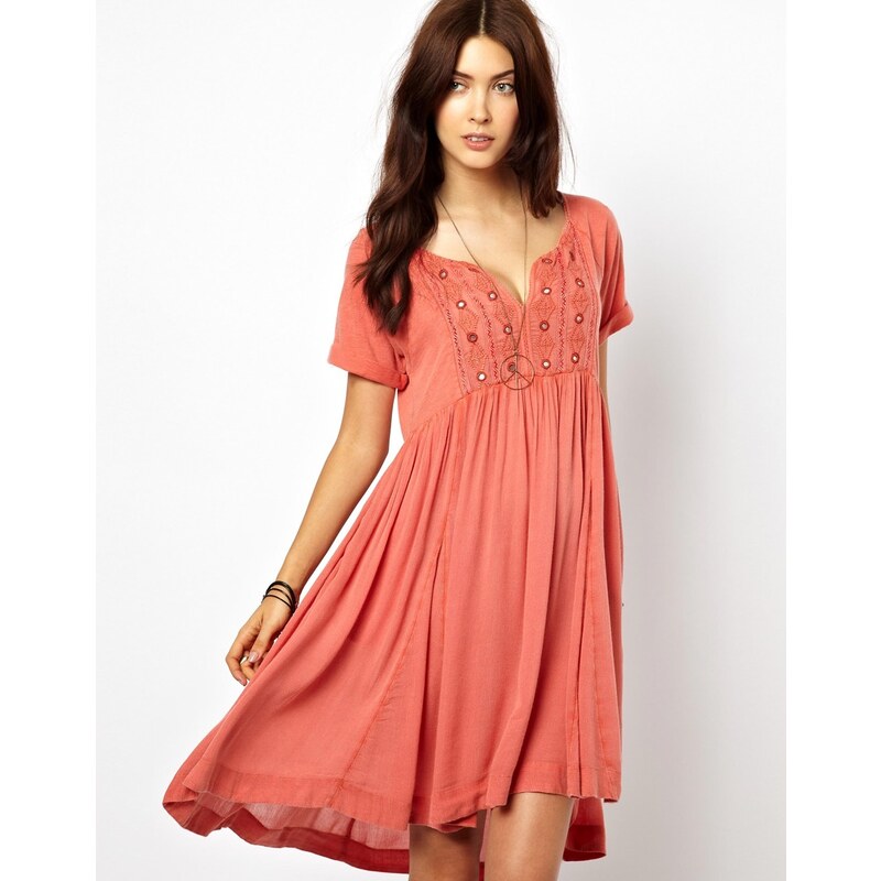Free People Dress in Lace with Mirror Embroidery