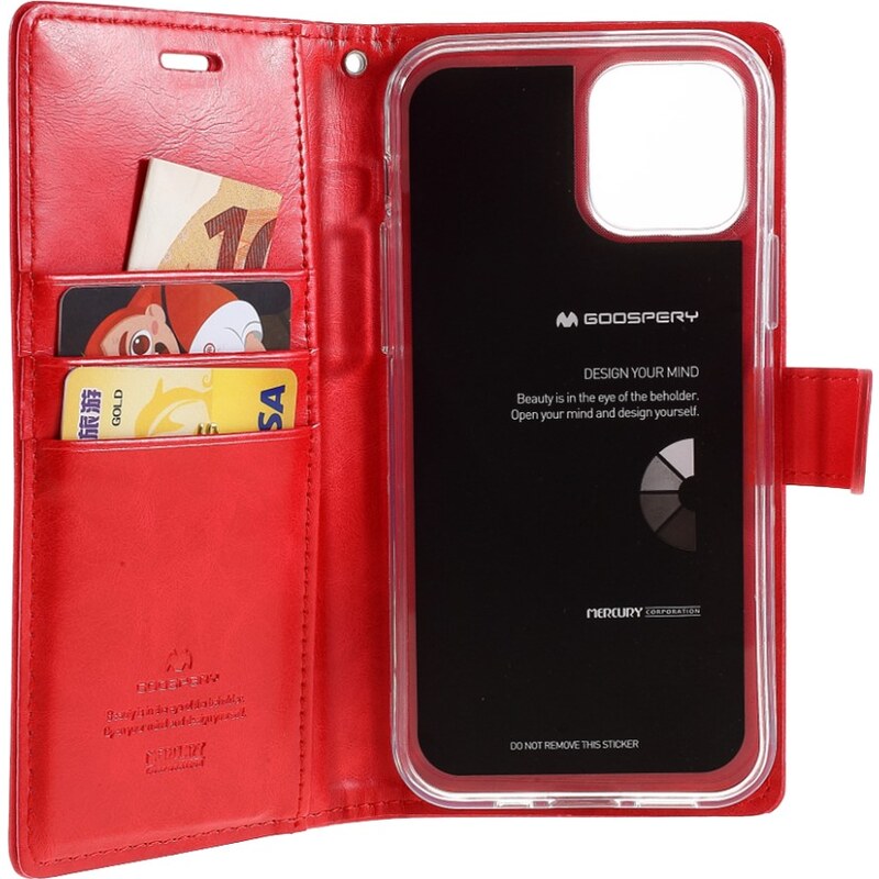 Knížkové pouzdro na iPhone 12 mini - Mercury, Bluemoon Diary Red