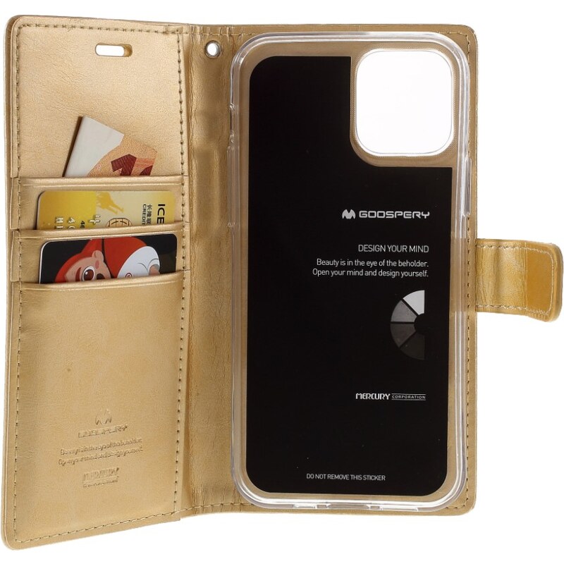 Knížkové pouzdro na iPhone 12 mini - Mercury, Bluemoon Diary Gold