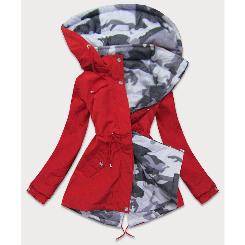 SPEED.A Oboustranná červená-moro dámská bunda parka s kapucí (XW665X)