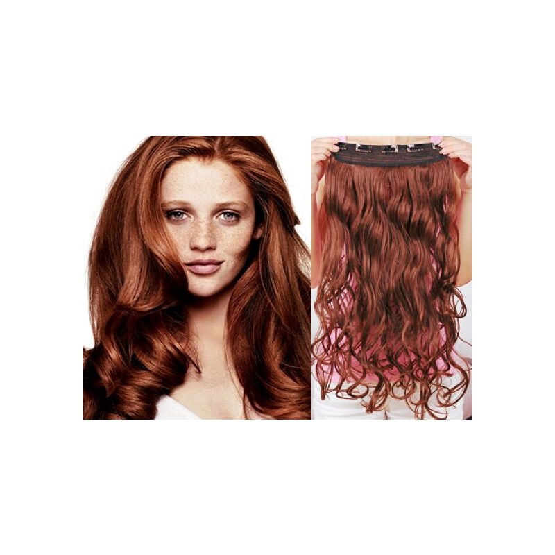 Clipinhair Clip in pás japonský kanekalon 63cm vlnitý – měděná 48529489