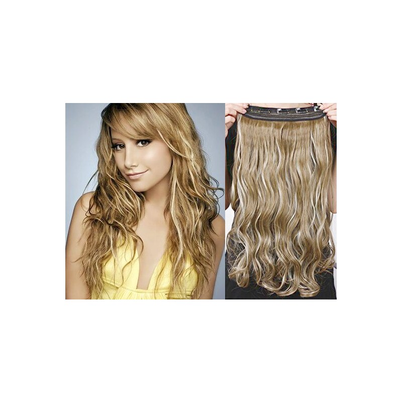 Clipinhair Clip in REMY vlasový pás 63cm vlnitý – světlý melír