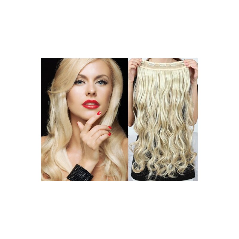 Clipinhair Clip in REMY vlasový pás 53cm vlnitý – platina