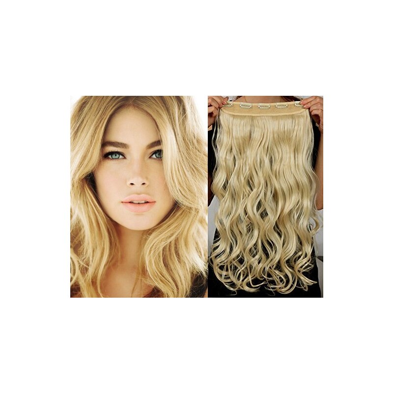 Clipinhair Clip in pás japonský kanekalon 63cm vlnitý – nejsvětlejší 48529495