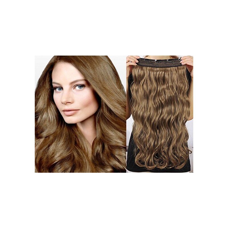 Clipinhair Clip in REMY vlasový pás 53cm vlnitý – světle hnědá