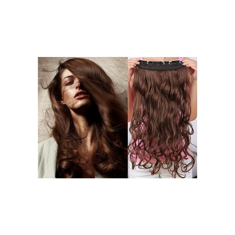 Clipinhair Clip in pás japonský kanekalon 63cm vlnitý – středně hnědá 48529498