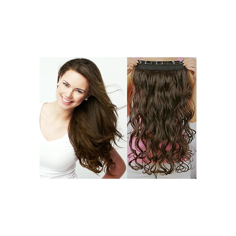 Clipinhair Clip in pás japonský kanekalon 63cm vlnitý – tmavě