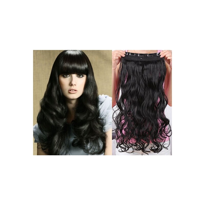 Clipinhair Clip in pás japonský kanekalon 63cm vlnitý – černá