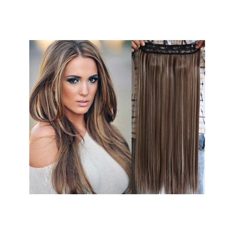 Clipinhair Clip in REMY vlasový pás 43cm rovný – tmavý melír