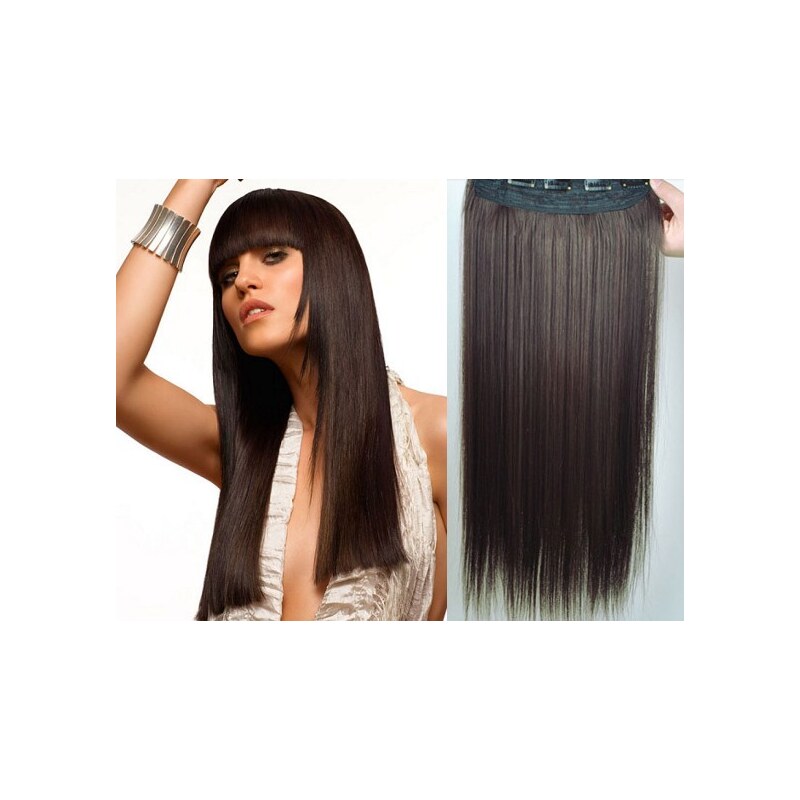 Clipinhair Clip in REMY vlasový pás 43cm rovný – tmavě hnědá