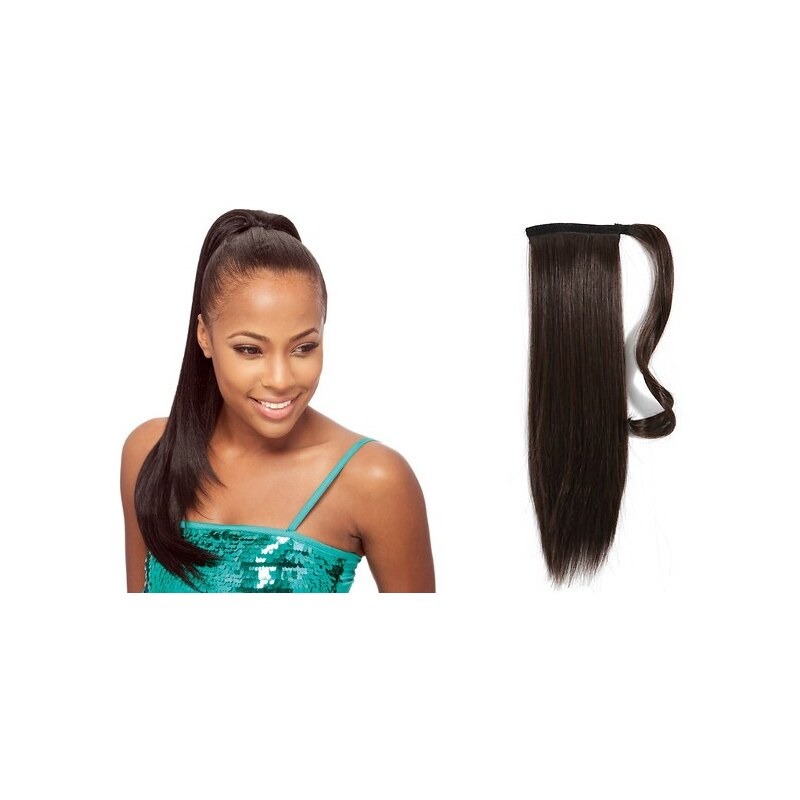 Clipinhair CLIP IN CULÍK 100% LIDSKÉ REMY VLASY 50CM - TMAVĚ