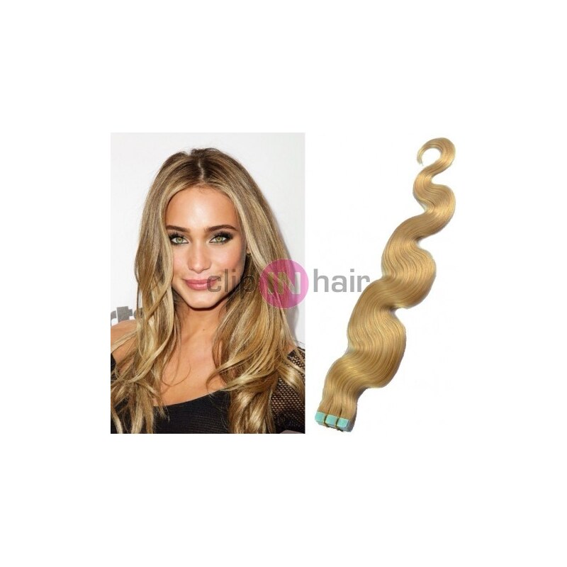 Clipinhair Vlasy pro metodu Pu Extension / TapeX / Tape Hair / Tape IN 50cm vlnité - přírodní blond