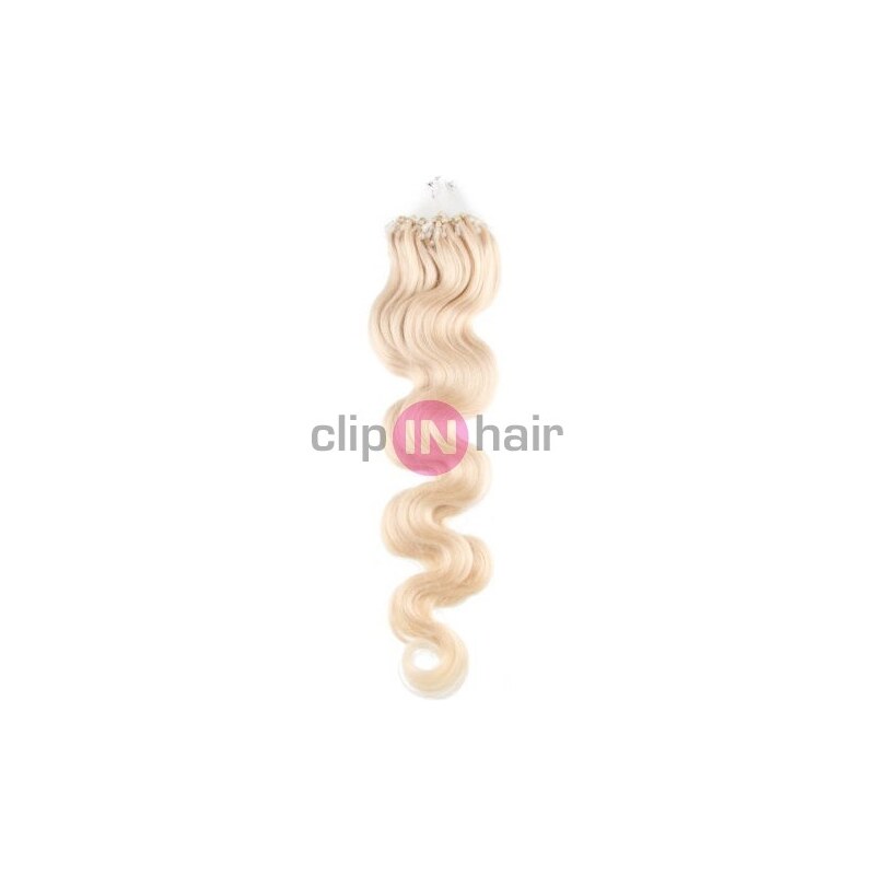 Clipinhair Vlasy pro metodu Micro Ring / Easy Loop / Easy Ring 50cm vlnité – platina
