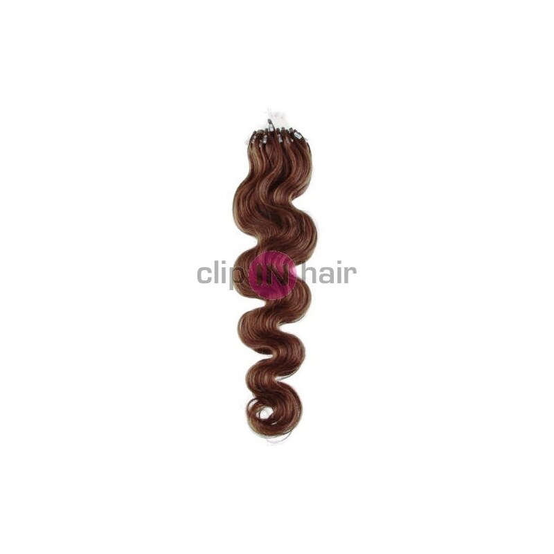 Clipinhair Vlasy pro metodu Micro Ring / Easy Loop / Easy Ring 60cm vlnité – světlejší hnědé