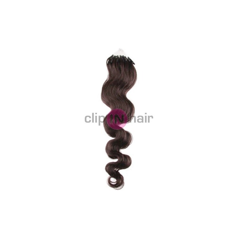 Clipinhair Vlasy pro metodu Micro Ring / Easy Loop / Easy Ring 50cm vlnité – tmavě hnědé