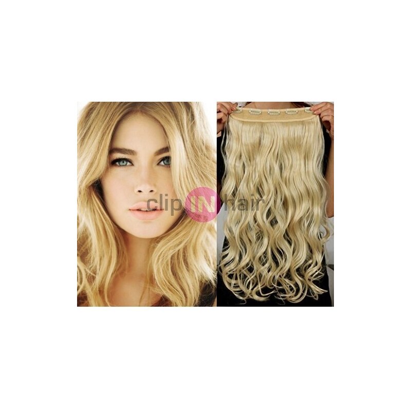 Clipinhair Clip in REMY vlasový pás 53cm vlnitý – nejsvětlejší blond