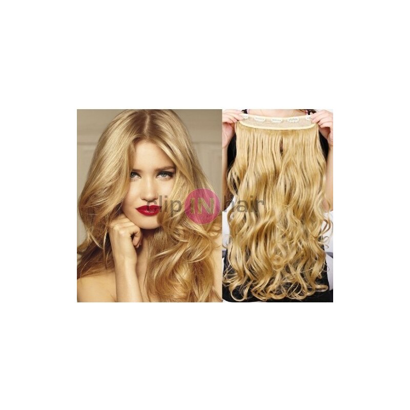 Clipinhair Clip in REMY vlasový pás 63cm vlnitý – přírodní blond