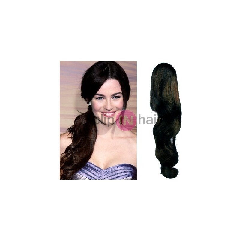 Clipinhair CLIP IN CULÍK VLNITÝ 100% LIDSKÉ REMY VLASY 60CM - PŘÍRODNÍ ČERNÝ