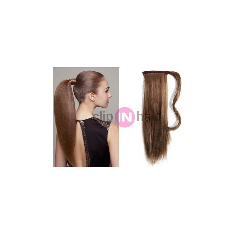 Clipinhair CLIP IN CULÍK 100% LIDSKÉ REMY VLASY 50CM - STŘEDNÉ HNĚDÝ