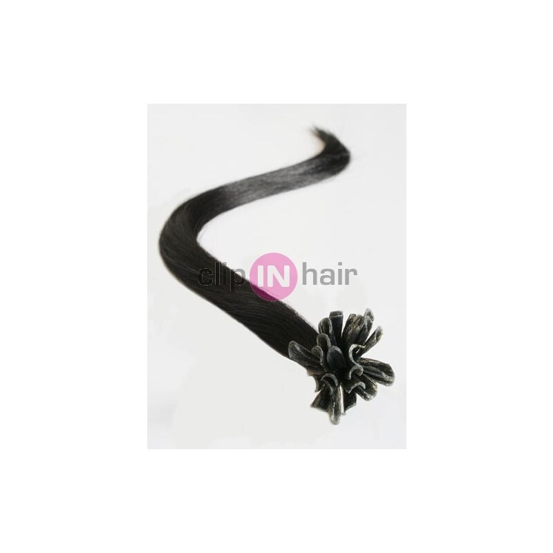 Clipinhair Vlasy evropského typu k prodlužování keratinem 50cm - přírodní černá