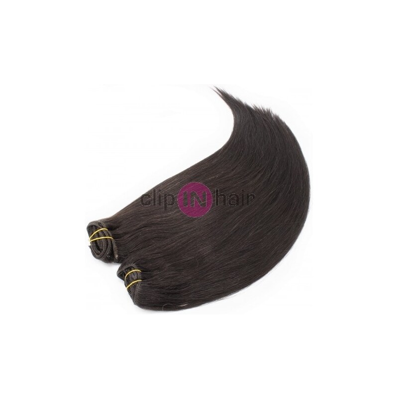 Clipinhair Clip in maxi set 63cm pravé lidské vlasy – REMY 240g – PŘÍRODNÍ ČERNÁ