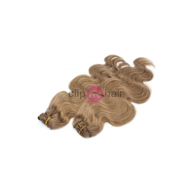 Clipinhair Vlnitý clip in maxi set 53cm pravé lidské vlasy – REMY 200g - SVĚTLE HNĚDÁ