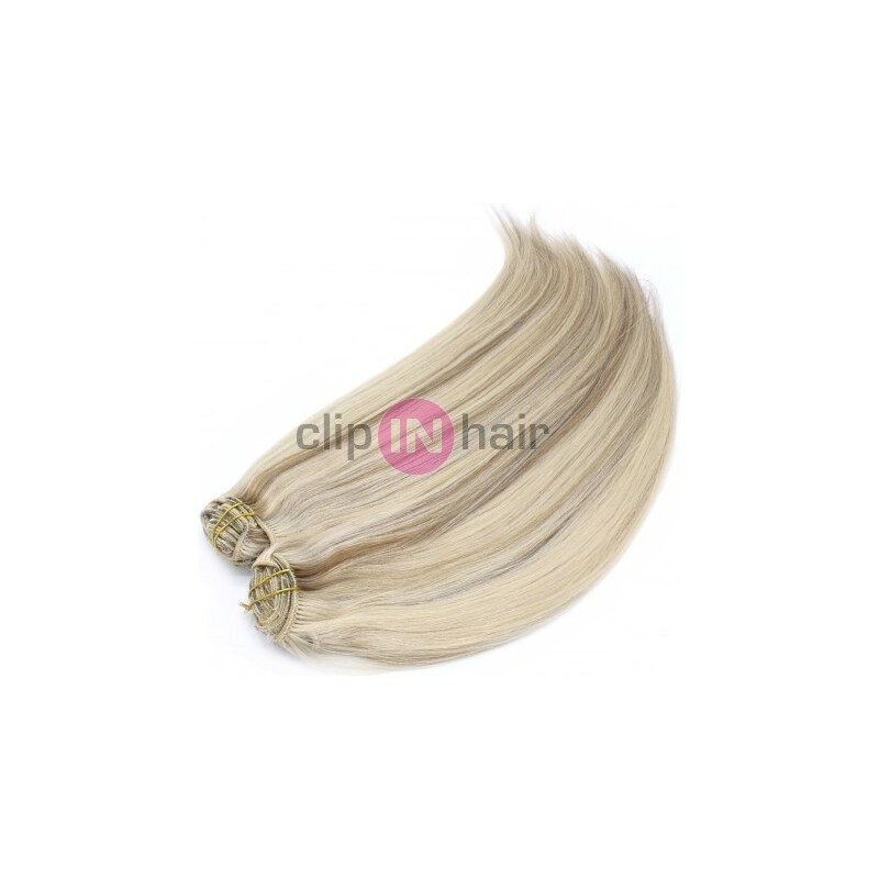 Clipinhair Clip in maxi set 73cm pravé lidské vlasy – REMY 280g – PLATINA/SVĚTLE HNĚDÁ