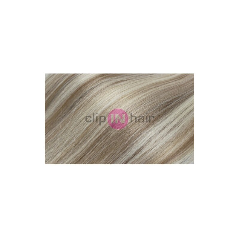 Clipinhair Clip in maxi set 73cm pravé lidské vlasy – REMY 280g – PLATINA/SVĚTLE HNĚDÁ