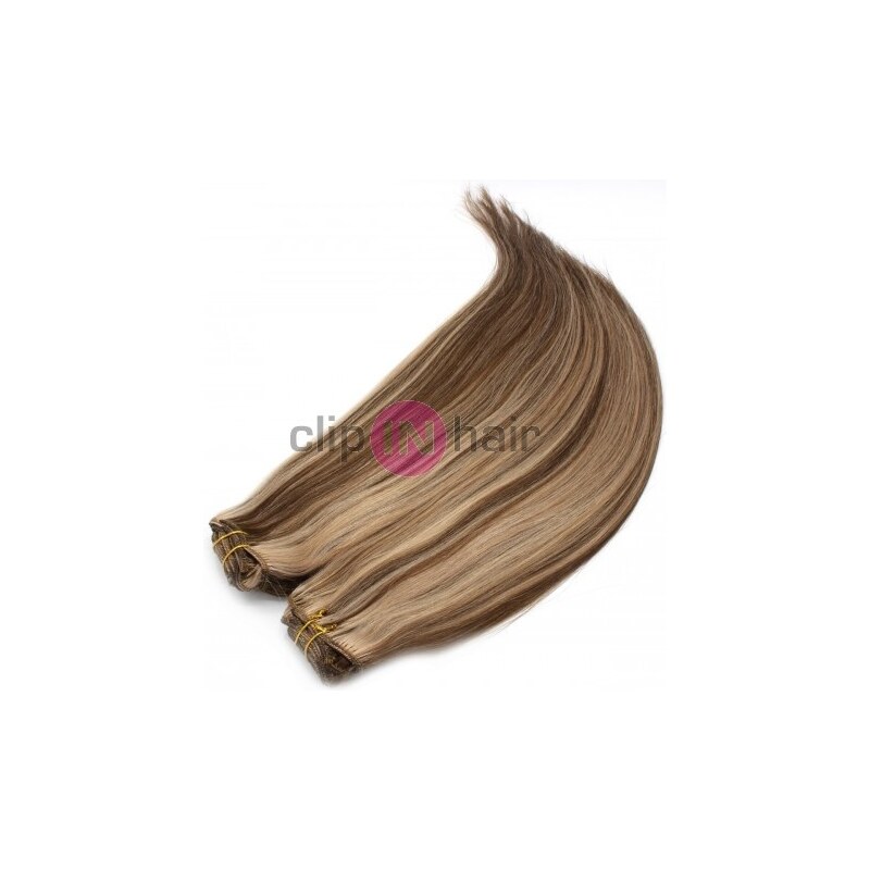 Clipinhair Clip in maxi set 53cm pravé lidské vlasy – REMY 200g – TMAVÝ MELÍR