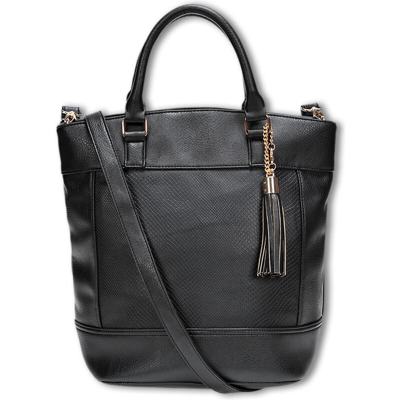 Tally Weijl Black Leather Shopper Bag with Tassel