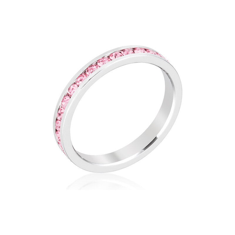 LYRA Prsten s růžovými Swarovski krystaly R01147R-C12