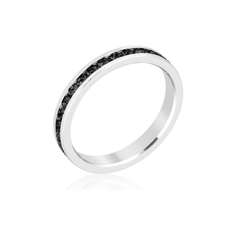 LYRA Prsten s černými Swarovski krystaly R01147R-V03