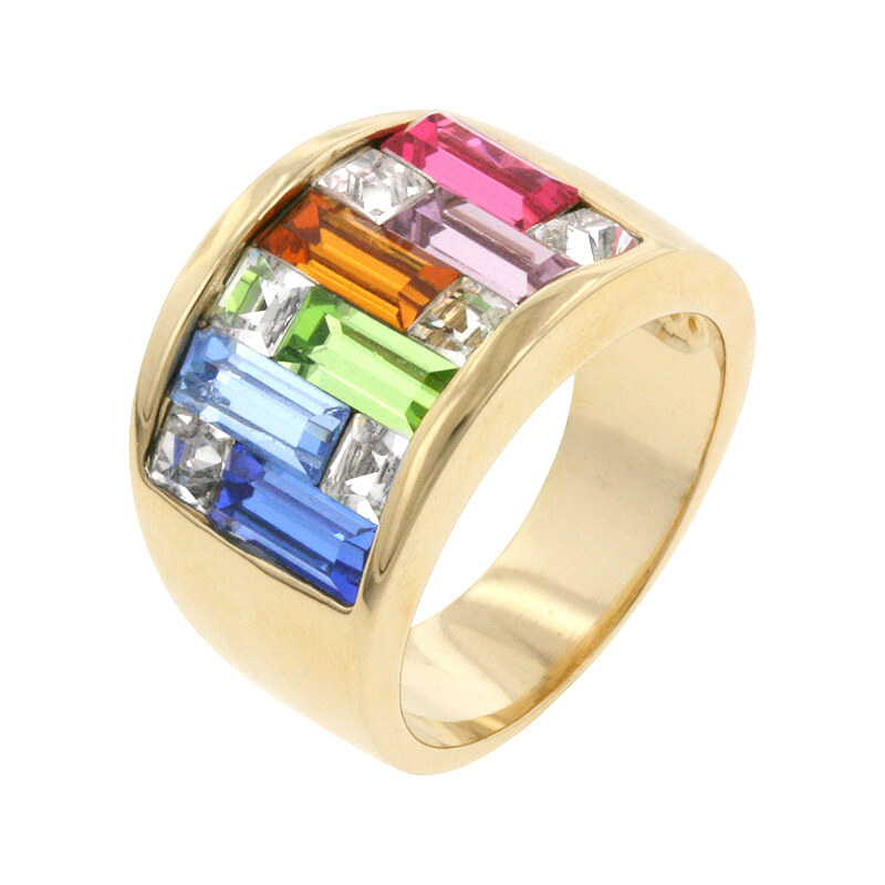 LYRA Prsten s vícebarevnými Zirkony R05339G-V01