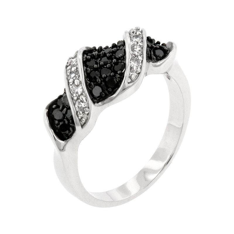 LYRA Prsten s černými a čirými Zirkony R08066T-C03