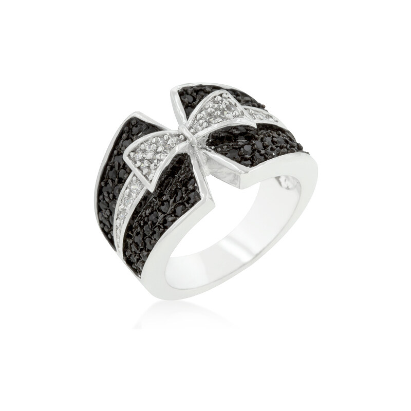 LYRA Prsten s černými a čirými Zirkony R08163T-C03