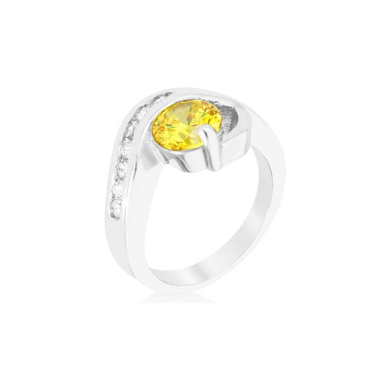 LYRA Prsten se žlutým Zirkonem R08365R-C61
