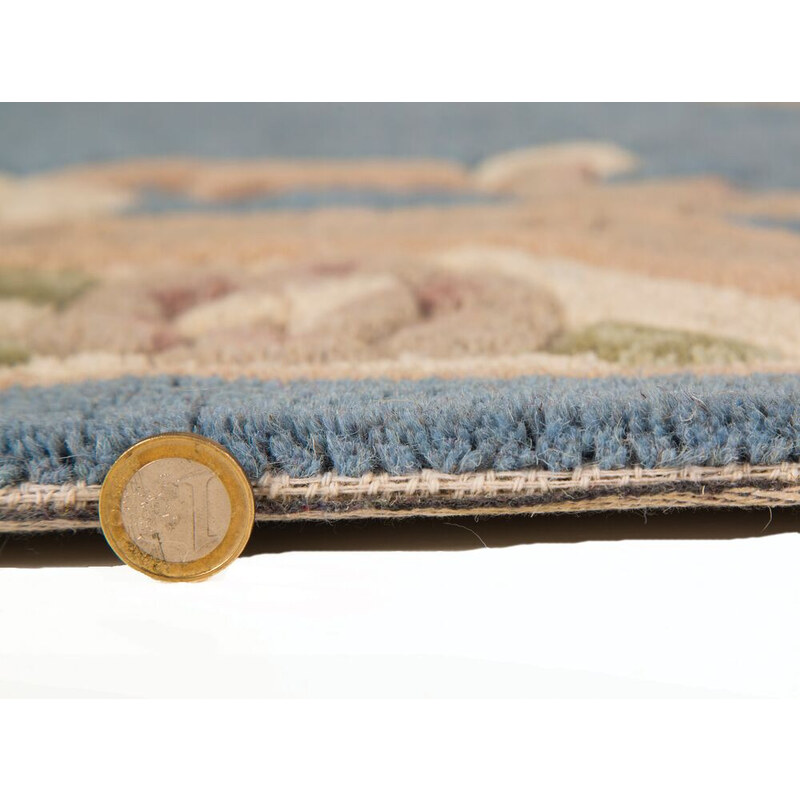 Flair Rugs koberce Ručně všívaný kusový koberec Lotus premium Blue kruh - 120x120 (průměr) kruh cm
