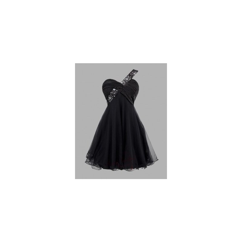 Sofia černé společenské šaty na jedno rameno M-L M-L