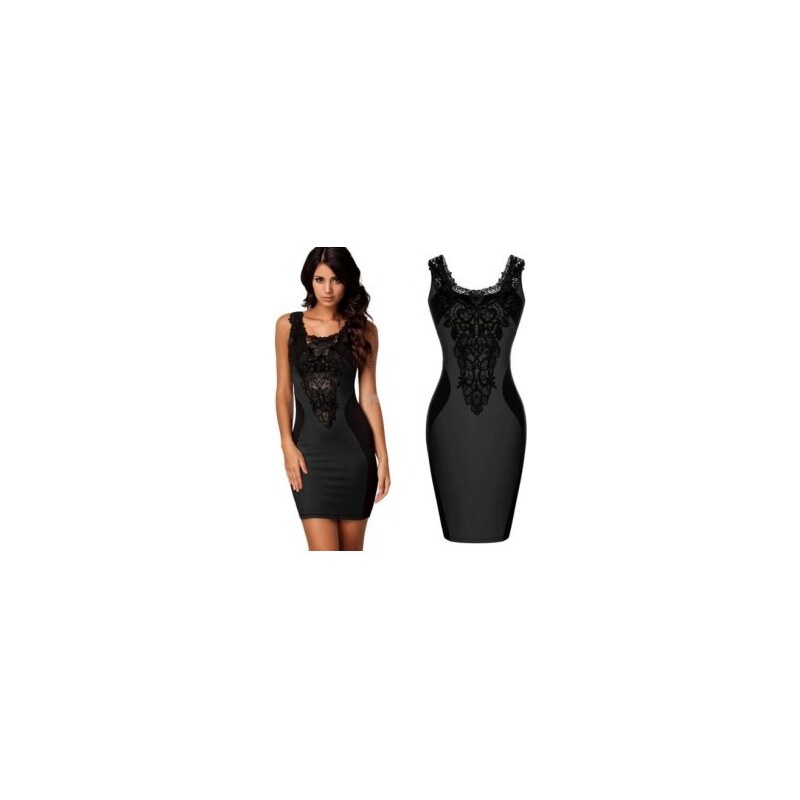 luxusní černé krátké společenské šaty S-M
