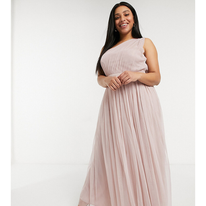 Anaya Plus Anaya With Love Plus Bridesmaid tulle one shoulder maxi 115379472