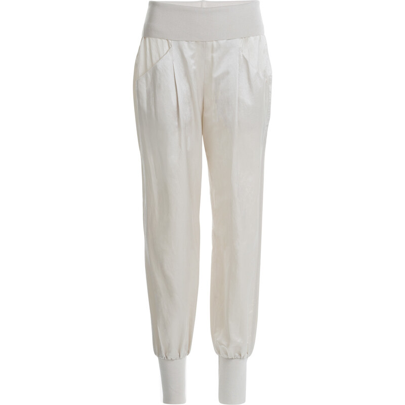Donna Karan New York Cotton-Silk Harem Pants with Ribbed Waistband