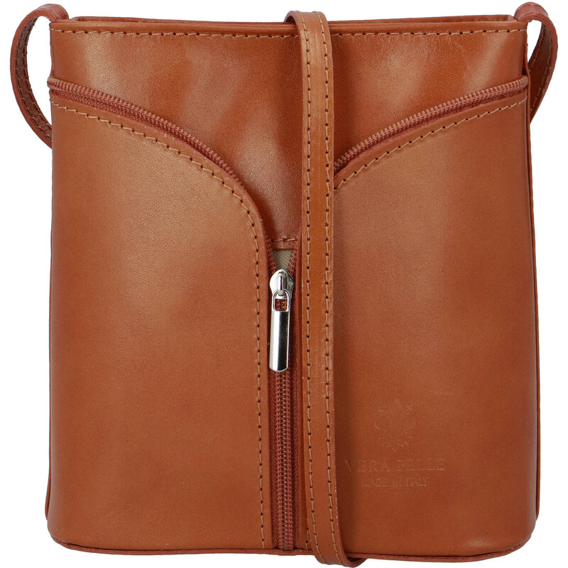Dámská kožená crossbody kabelka koňakově hnědá - ItalY Hallie