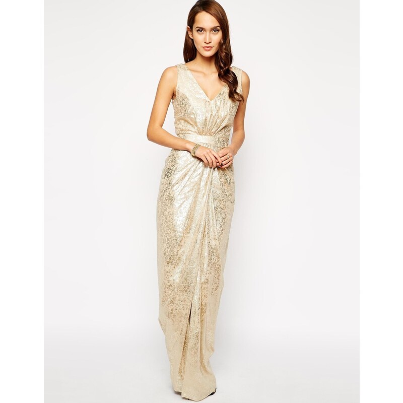 VLabel London VLabel Wapping Maxi Dress in Metallic Foil - Gold