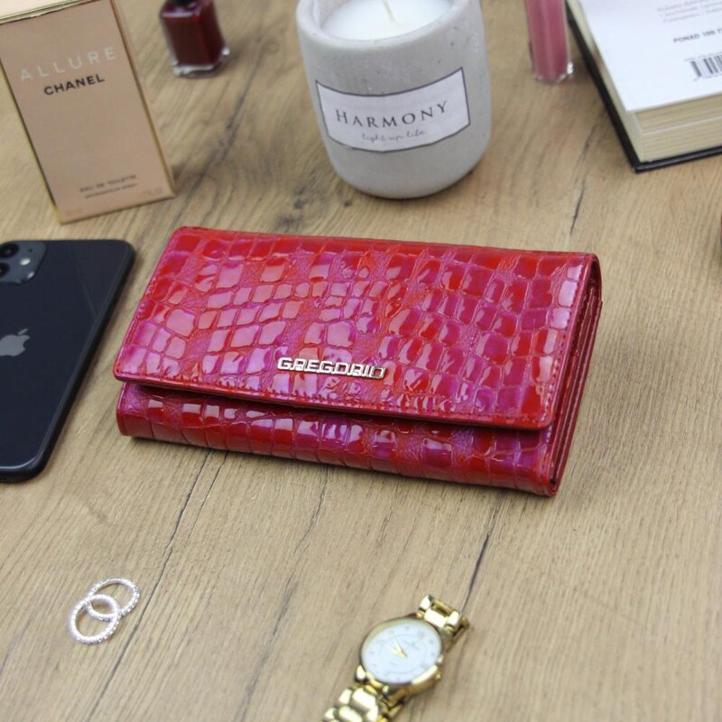 Barebag Gregorio Kožená červená dámská peněženka