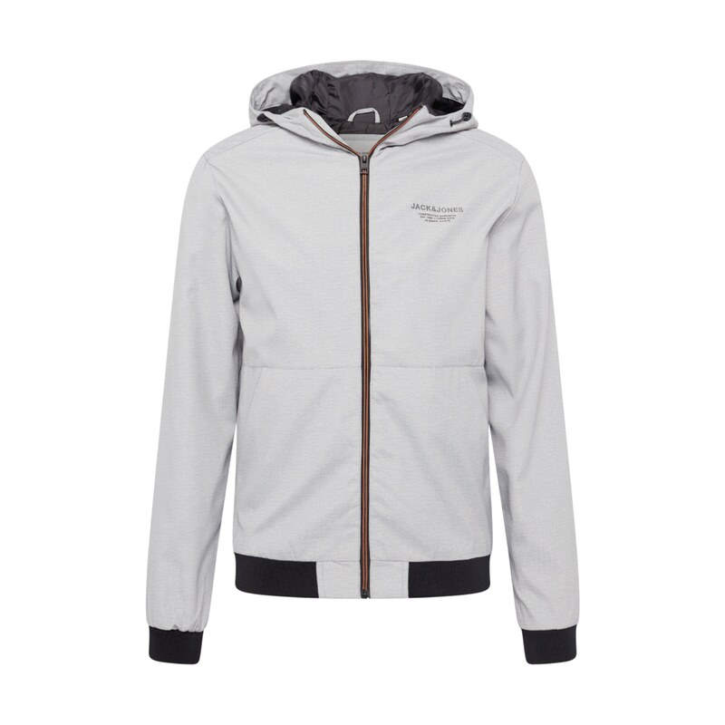 JACK & JONES Přechodná bunda Seam šedý melír / tmavě oranžová /